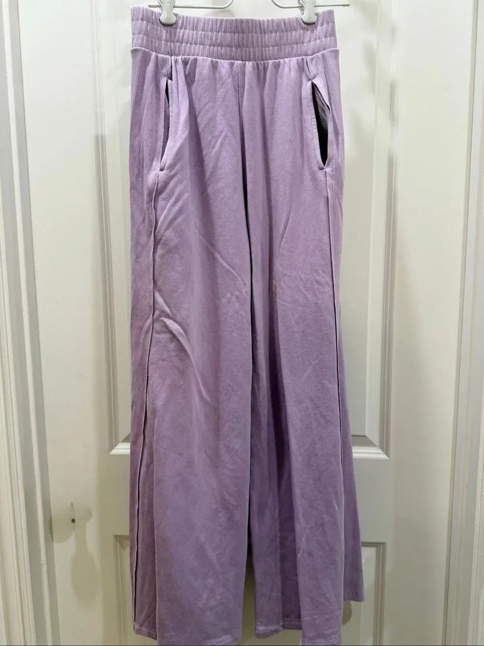 FP Movement Purple Wide Leg Sweatpants Slit Hem Elastic High Rise Pants Size S